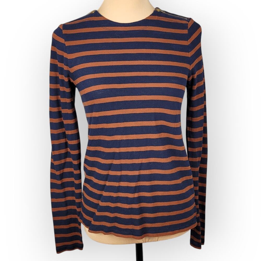 J. Crew Striped Knit Long Sleeve Top Size Small Preppy Academia Classic Chic